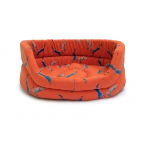 Large+ Orange Hare Print Slumber Dog Bed - Danish Design Woodland Hare 35" 89cm